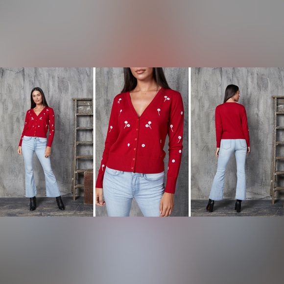 NEW Red Cherry Cardigan by Timeless London Size 6 - Picture 4 of 16